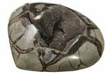 Polished Septarian Geode Heart - Black Crystals #205481-1